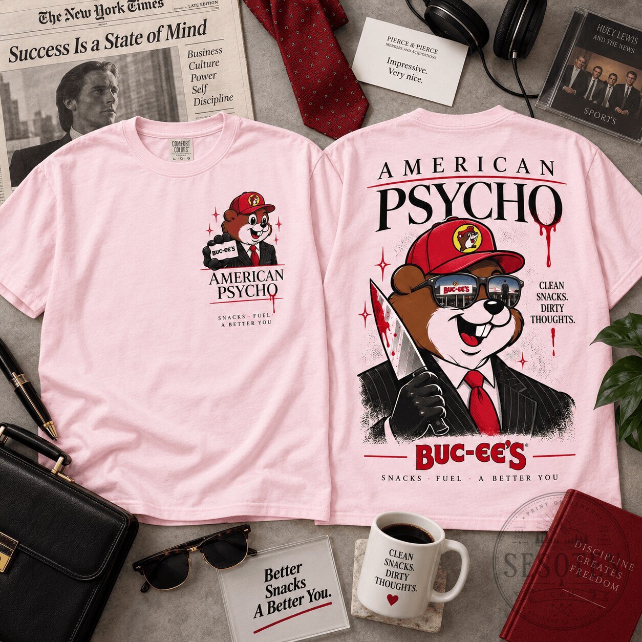 Buc-ee's American Psycho Suit Knife Graphic T-Shirt