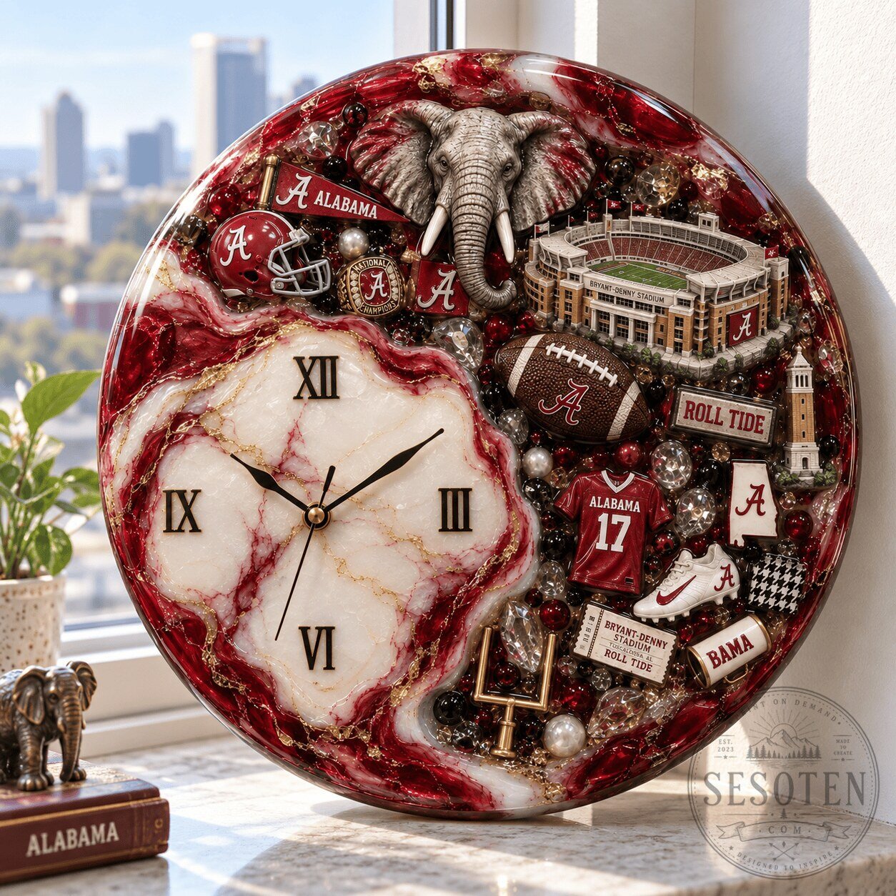 Alabama Crimson Tide Football Team Decorative Wall Clock
