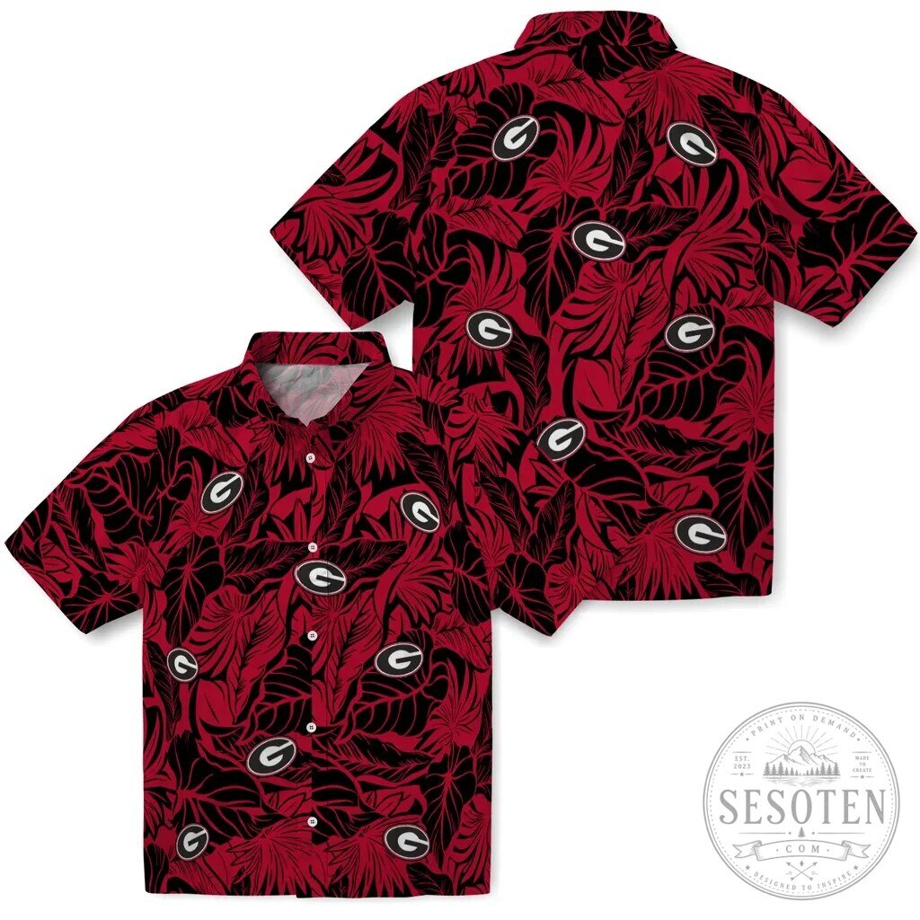 Georgia Bulldogs Hawaiian Shirt Tropical Leaves Summer Beach Apparel