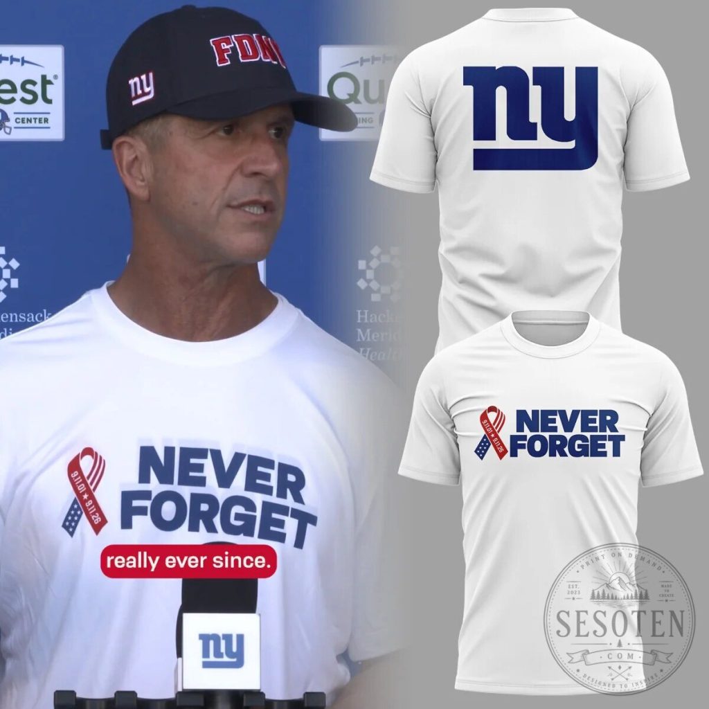 Never Forget 911 New York Giants Tribute T-Shirt 9/11 Never Forget New York Giants Tribute Polyester T-Shirt