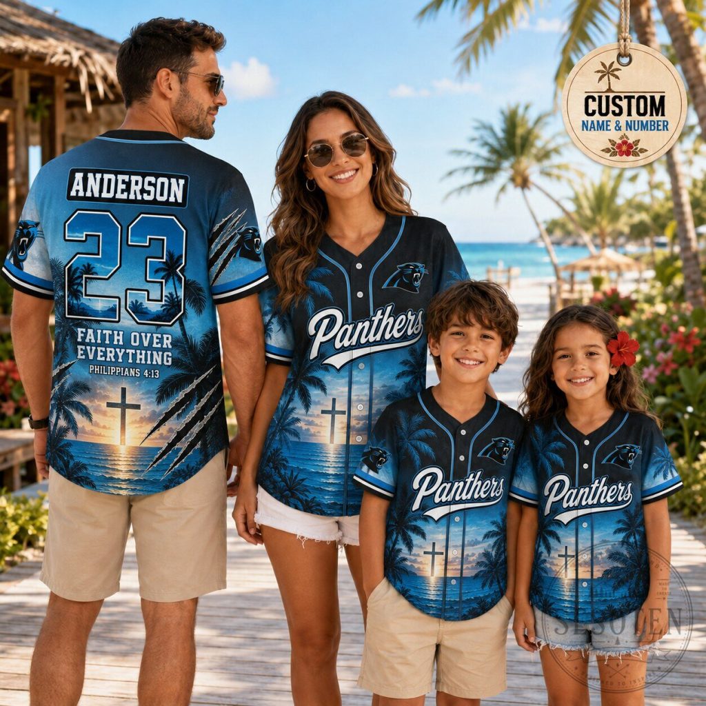 Carolina Panthers Football Faith Over Everything Sunset Baseball Jersey 40 Carolina Panthers Football Faith Over Everything Sunset Baseball Jersey