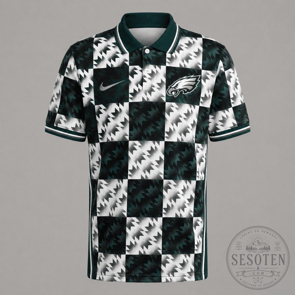 Philadelphia Eagles Geometric Pattern Polo Shirt for Men Philadelphia Eagles Geometric Pattern Polo Shirt for Men