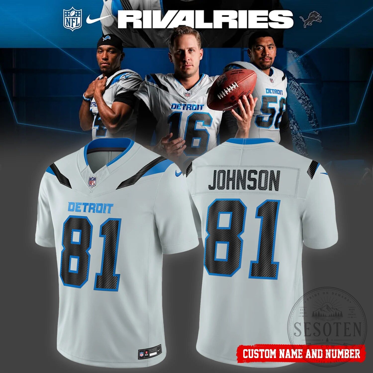 Detroit Lions Football Rivalries Special Edition White Jersey