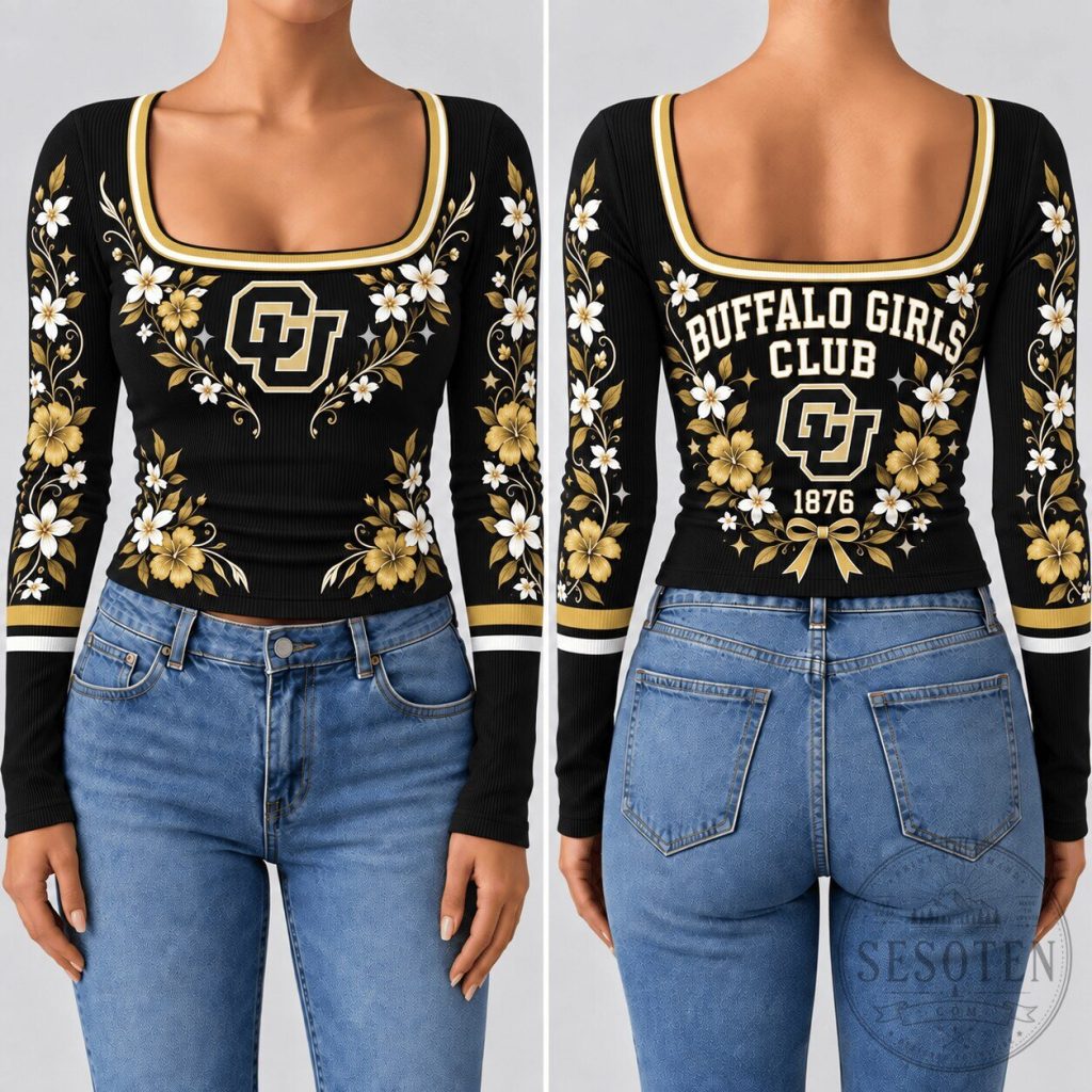Colorado Buffaloes Women's Floral Long Sleeve Ribbed Shirt Colorado Buffaloes Women's Floral Long Sleeve Ribbed Shirt