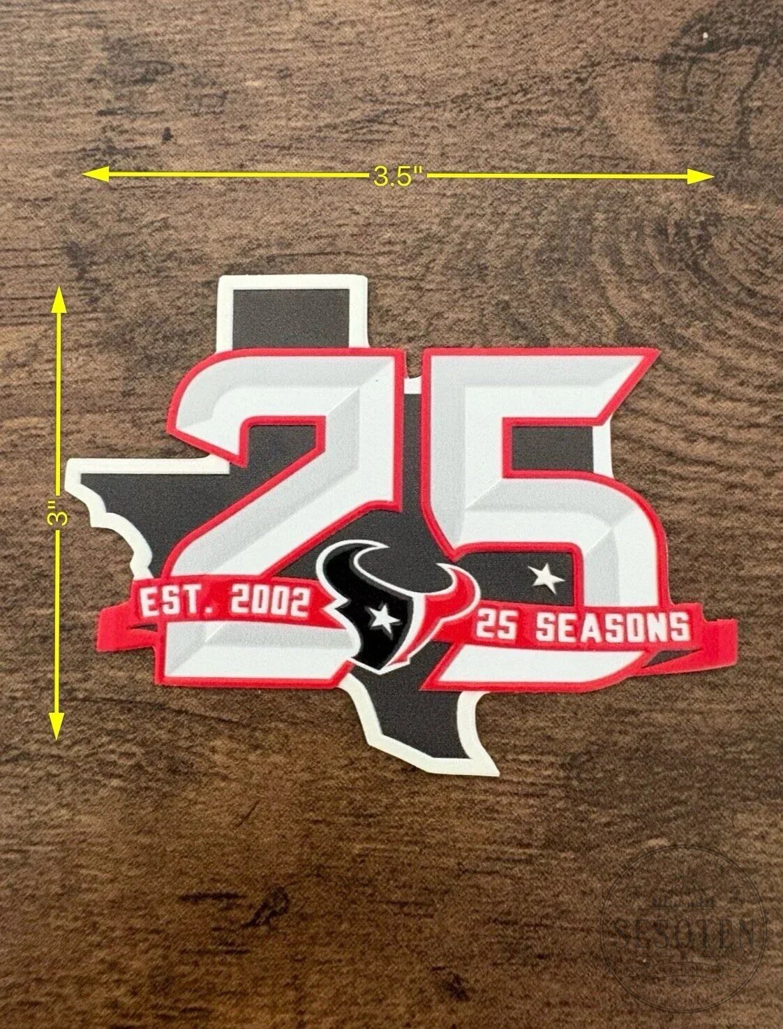 Houston Texans 25th Anniversary Est. 2002 25 Seasons Football Patch 9 Houston Texans 25th Anniversary Est. 2002 25 Seasons Football Patch