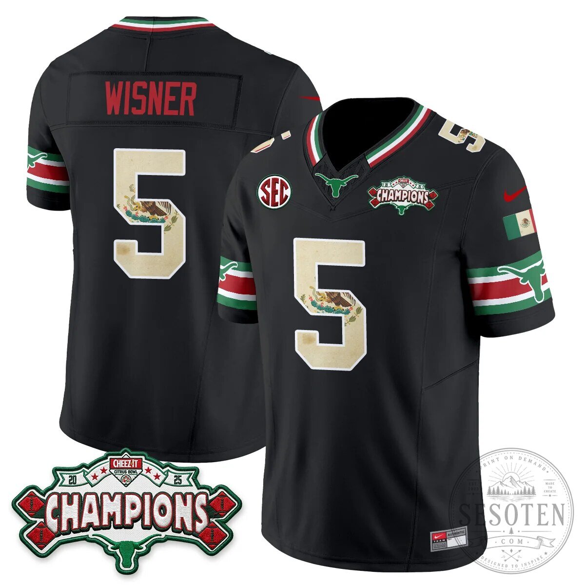 Texas Longhorns Mexico Edition Manning 16 Football Jersey Black 45 Texas Longhorns Mexico Edition Manning 16 Football Jersey Black