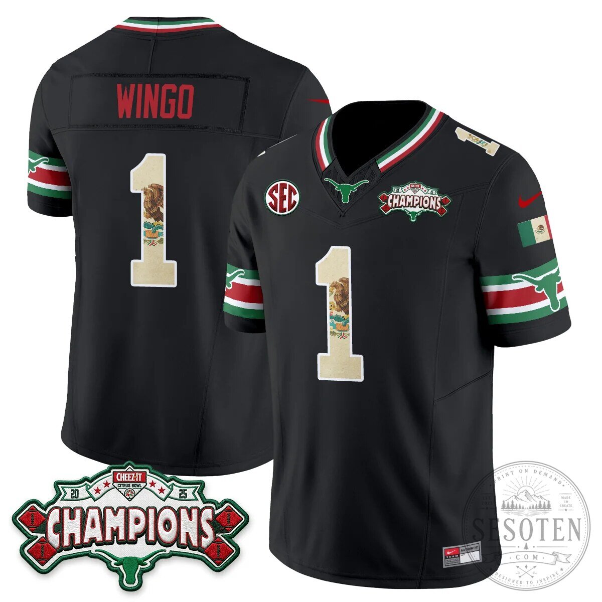 Texas Longhorns Mexico Edition Manning 16 Football Jersey Black 46 Texas Longhorns Mexico Edition Manning 16 Football Jersey Black
