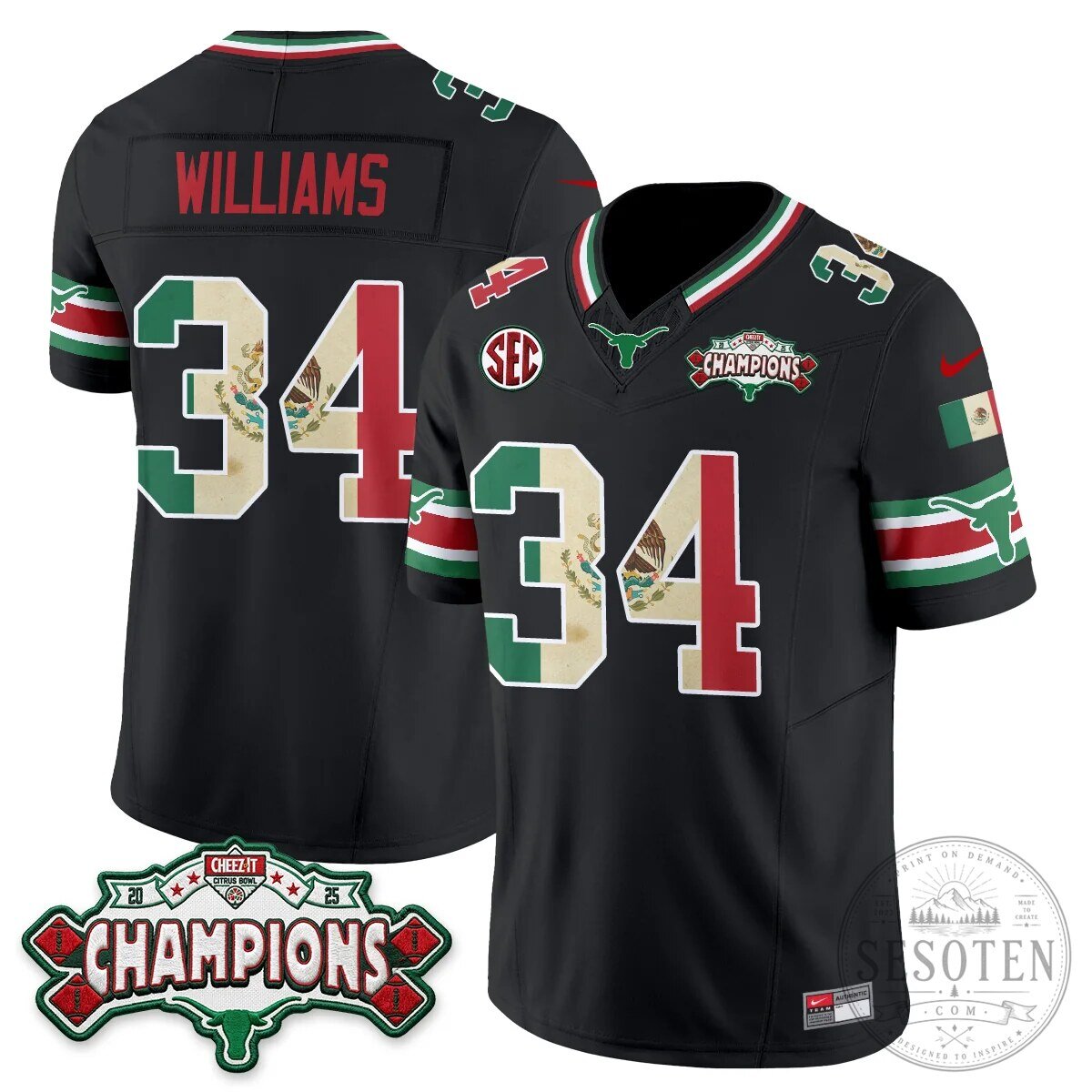 Texas Longhorns Mexico Edition Manning 16 Football Jersey Black 49 Texas Longhorns Mexico Edition Manning 16 Football Jersey Black