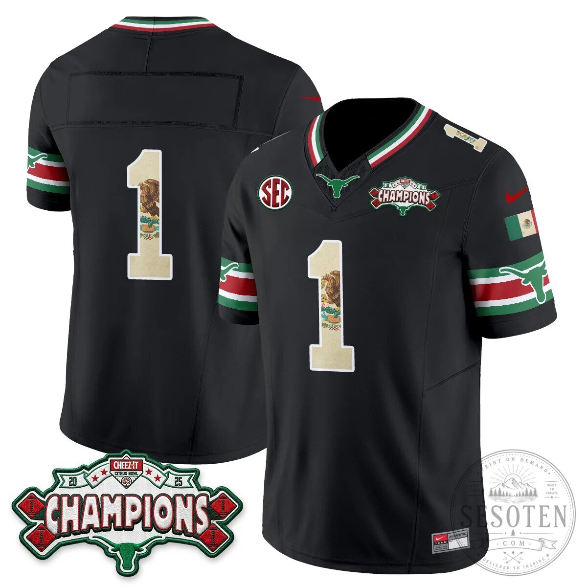 Texas Longhorns Mexico Edition Manning 16 Football Jersey Black 50 Texas Longhorns Mexico Edition Manning 16 Football Jersey Black