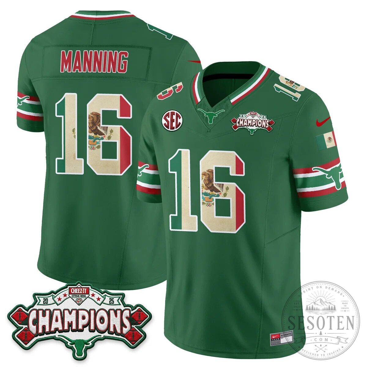 Texas Longhorns Mexico Edition Manning 16 Football Jersey Black 68 Texas Longhorns Mexico Edition Manning 16 Football Jersey Black