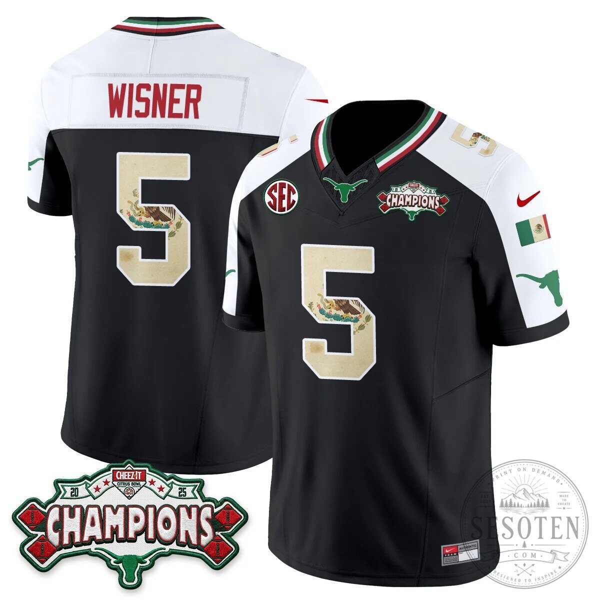 Texas Longhorns Mexico Edition Manning 16 Football Jersey Black 77 Texas Longhorns Mexico Edition Manning 16 Football Jersey Black