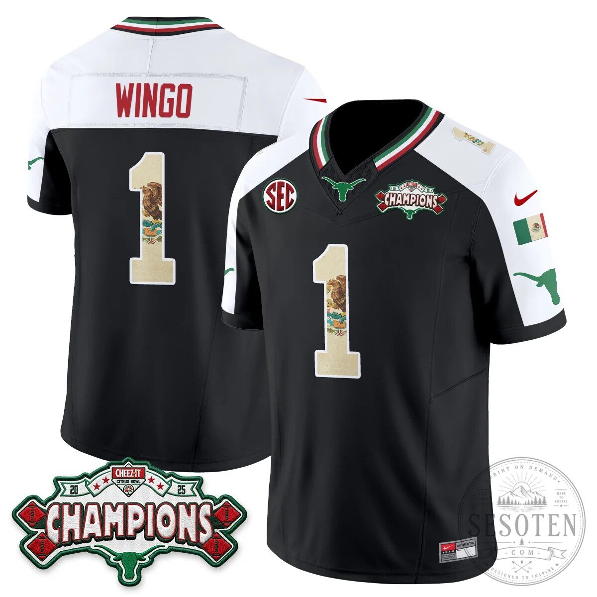 Texas Longhorns Mexico Edition Manning 16 Football Jersey Black 78 Texas Longhorns Mexico Edition Manning 16 Football Jersey Black