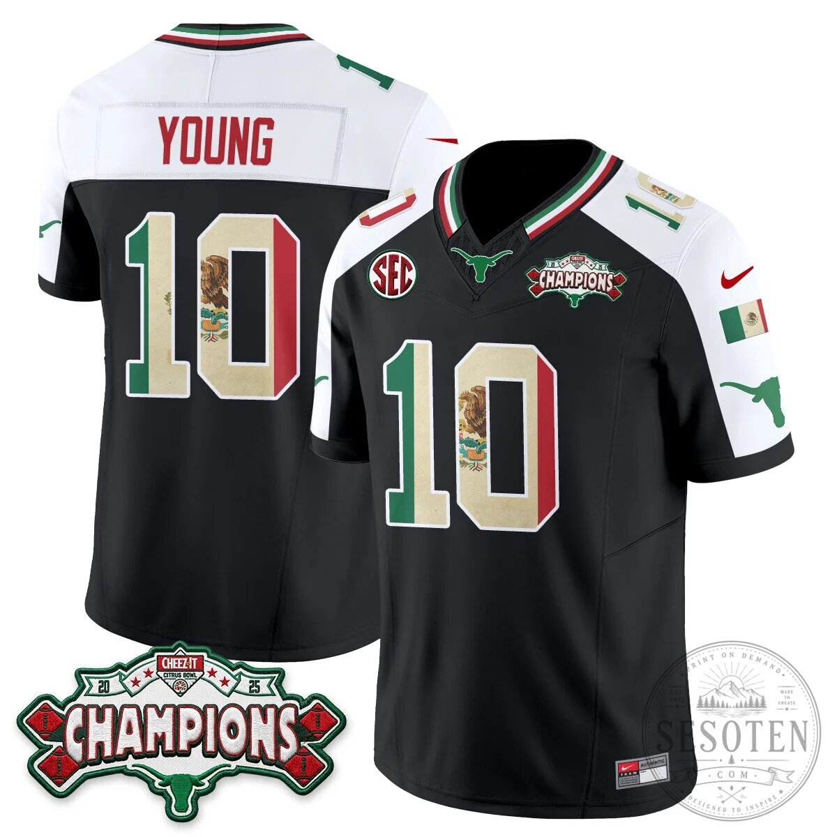Texas Longhorns Mexico Edition Manning 16 Football Jersey Black 80 Texas Longhorns Mexico Edition Manning 16 Football Jersey Black