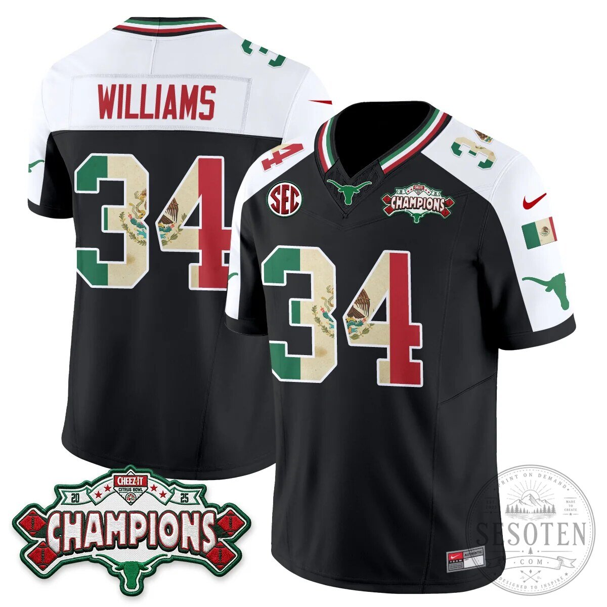 Texas Longhorns Mexico Edition Manning 16 Football Jersey Black 81 Texas Longhorns Mexico Edition Manning 16 Football Jersey Black