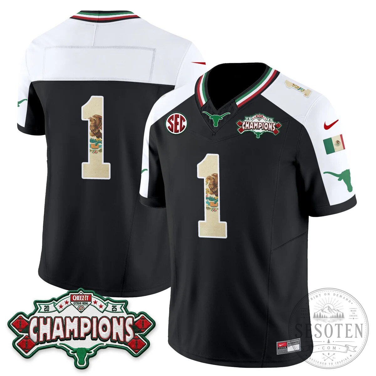 Texas Longhorns Mexico Edition Manning 16 Football Jersey Black 82 Texas Longhorns Mexico Edition Manning 16 Football Jersey Black