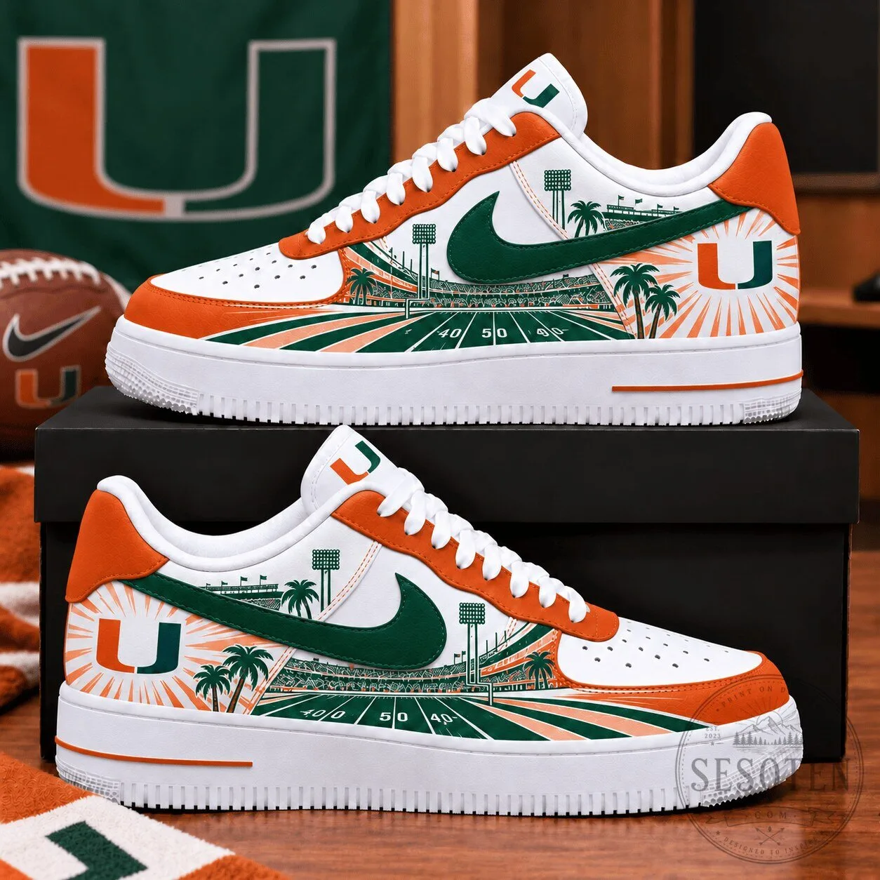 Miami Hurricanes Football Stadium Custom Sneakers