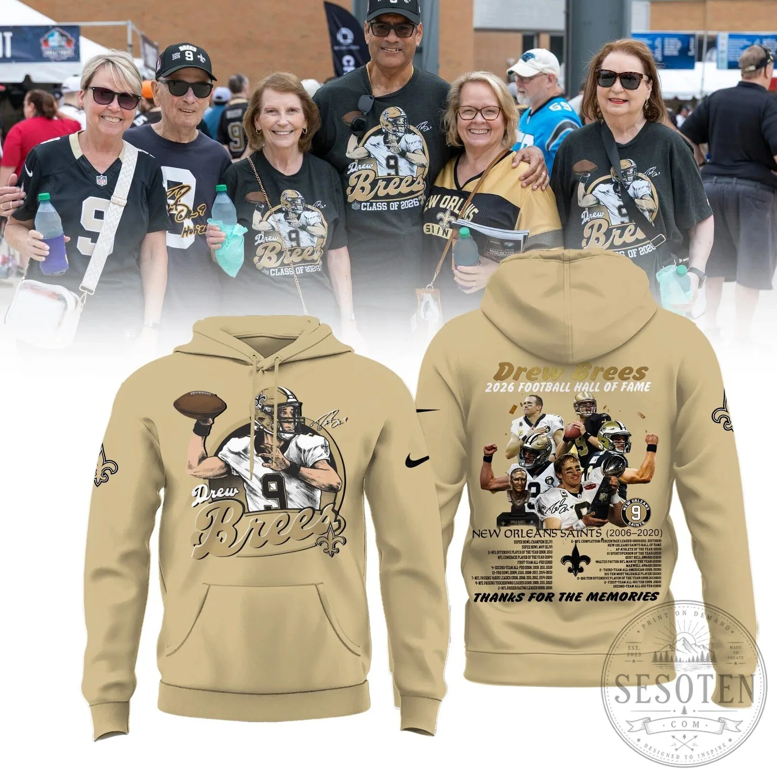 Drew Brees New Orleans Saints Football Hall of Fame Commemorative Hoodie