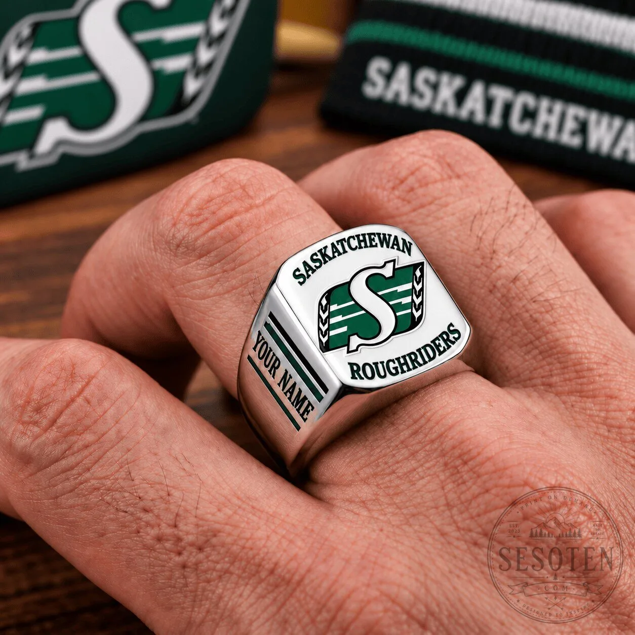 Saskatchewan Roughriders Football Club Logo Ring Custom Name Engraved 1 Saskatchewan Roughriders Football Club Logo Ring Custom Name Engraved
