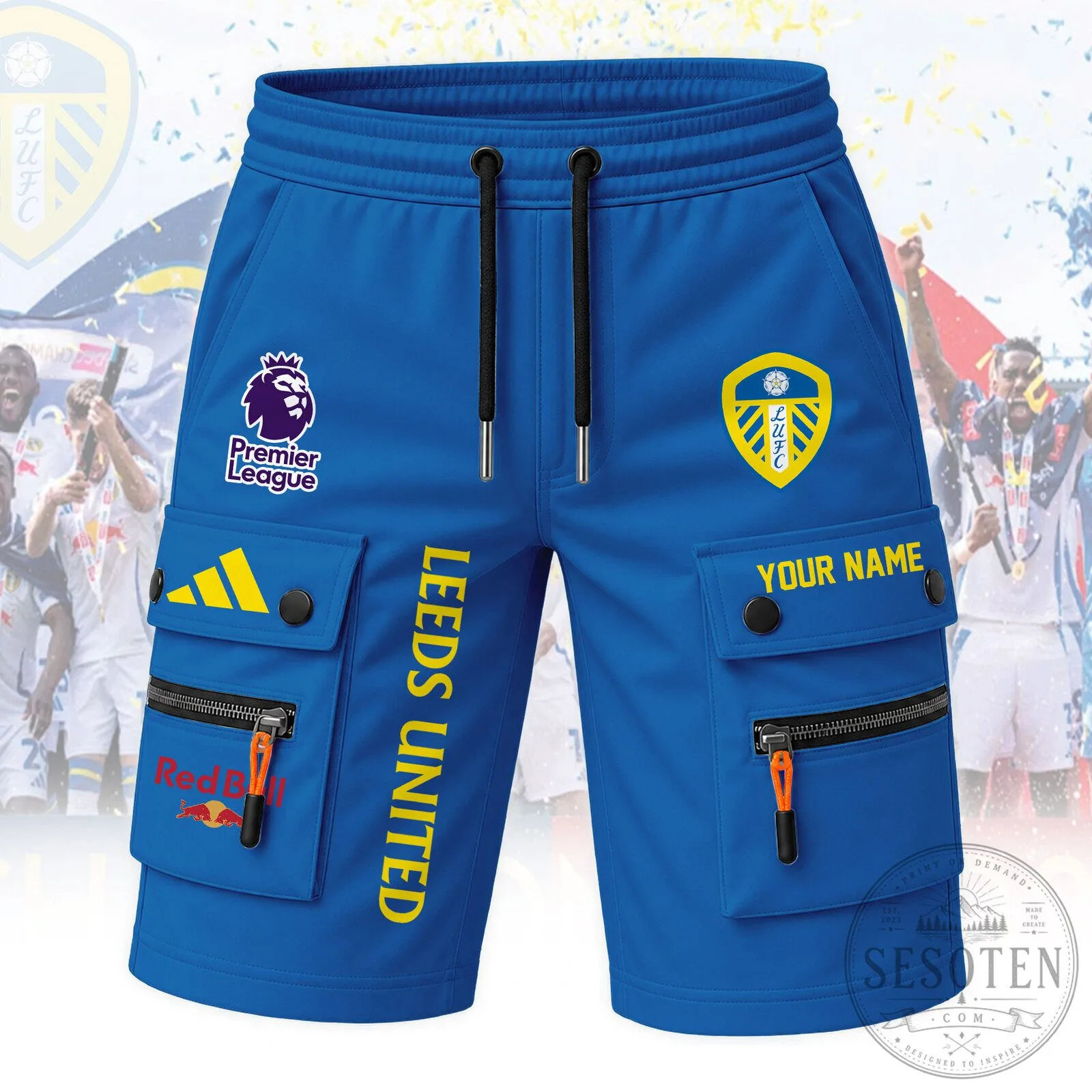 Royal Blue Cargo Shorts for Premier League Leeds United Football Club