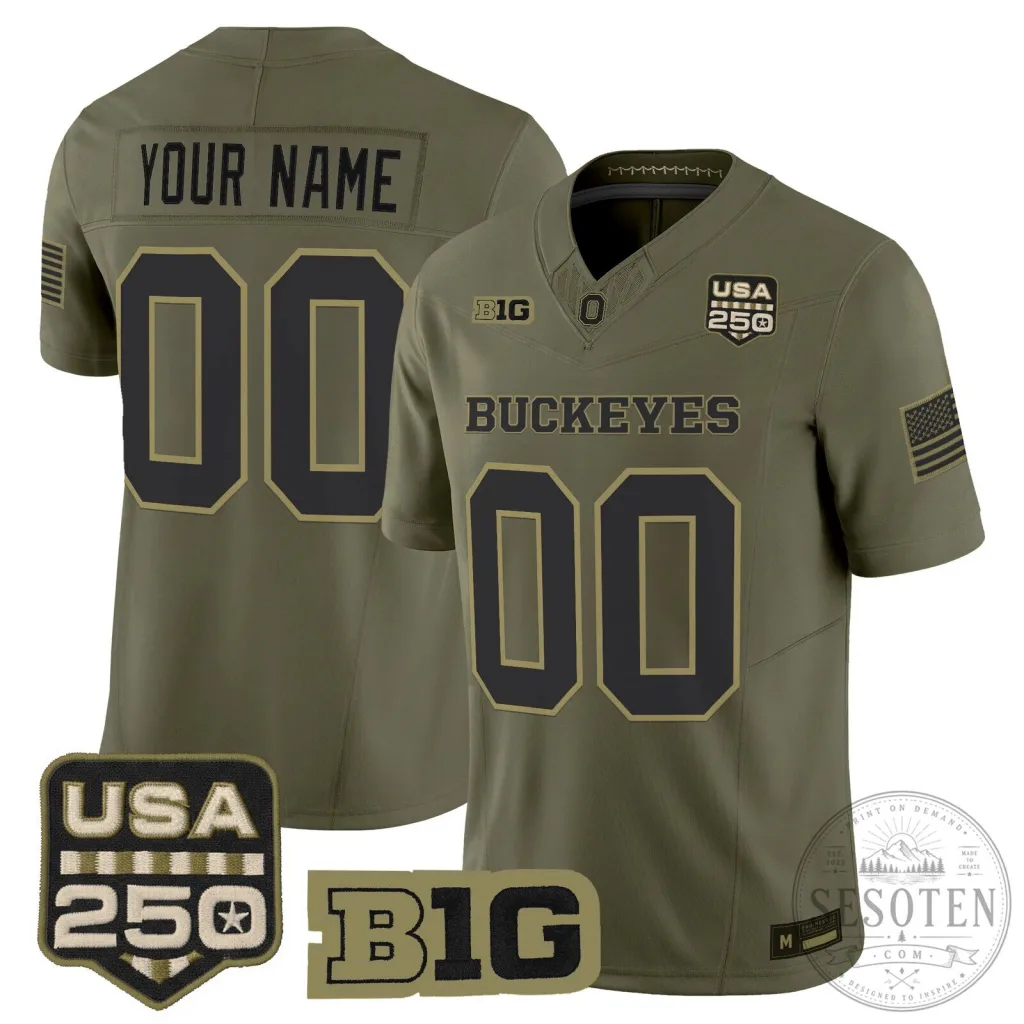 Ohio State Buckeyes Football Team Salute to Service Custom Stitched Jersey Ohio State Buckeyes Football Team Salute to Service Custom Stitched Jersey