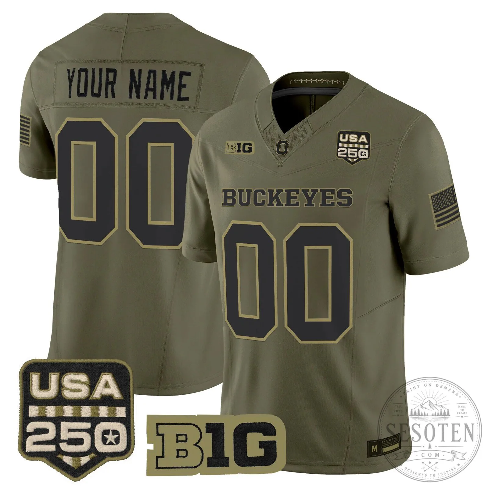 Ohio State Buckeyes Football Team Salute to Service Custom Stitched Jersey