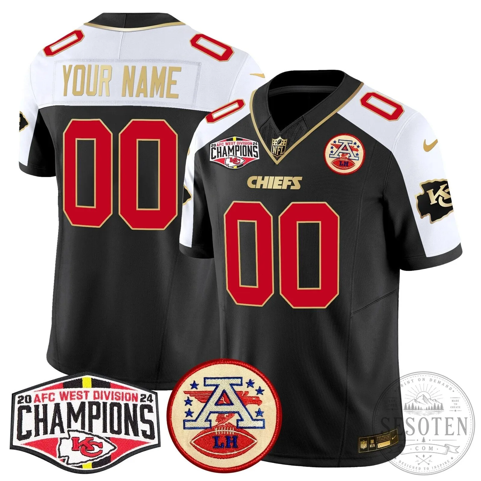 2024 AFC West Division Champions Jersey for Kansas City Chiefs Football Team