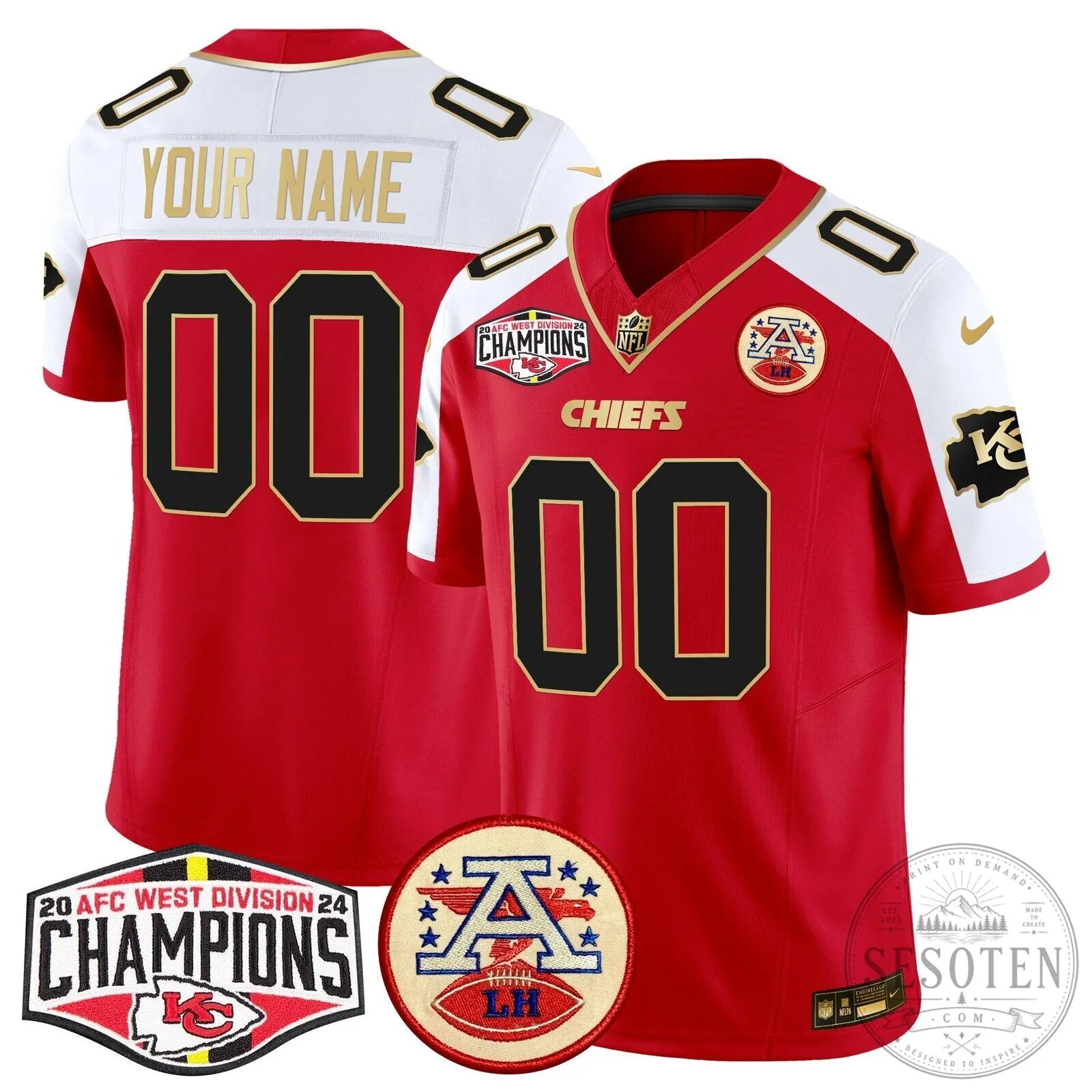 2024 AFC West Division Champions Jersey for Kansas City Chiefs Football Team 12 2024 AFC West Division Champions Jersey for Kansas City Chiefs Football Team