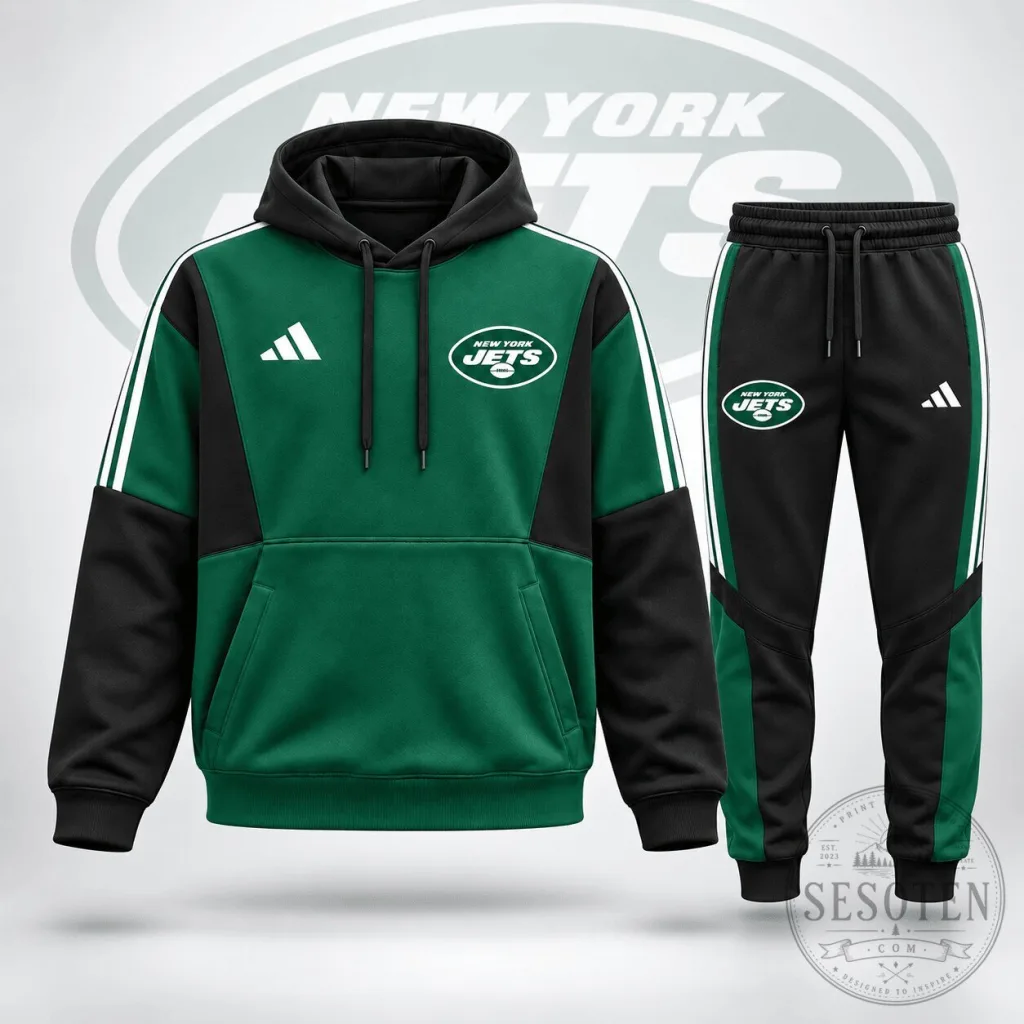 New York Jets NFL Football Team Performance Hoodie and Jogger Set New York Jets NFL Football Team Performance Hoodie and Jogger Set
