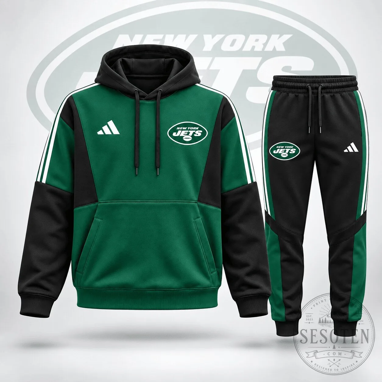 New York Jets NFL Football Team Performance Hoodie and Jogger Set