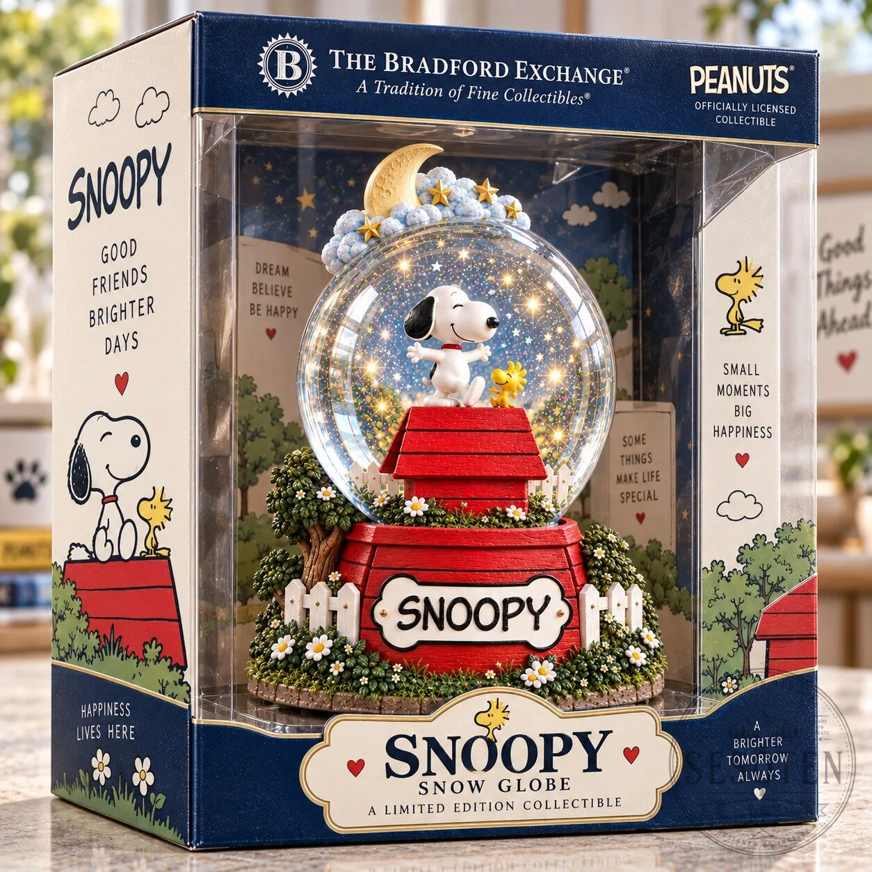 Snoopy Peanuts Good Friends Brighter Days Musical Water Globe Snow Globe