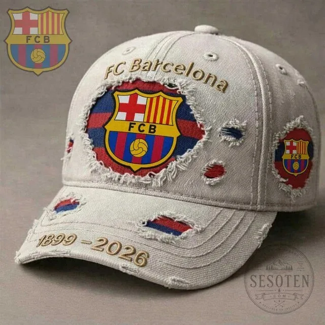 FC Barcelona Distressed Baseball Cap Hat for Men and Women 1 FC Barcelona Distressed Baseball Cap Hat for Men and Women