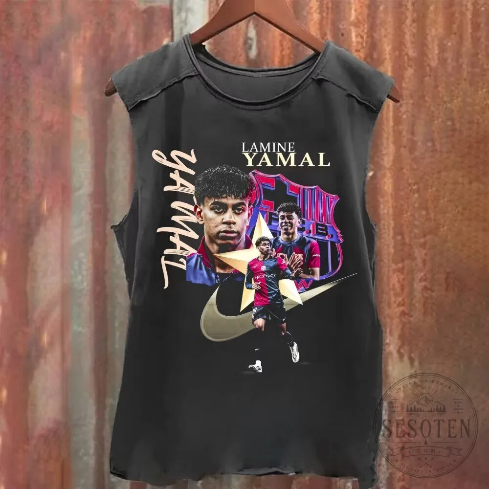 Lamine Yamal FC Barcelona Football Club Multi Shot Washed Tank Top