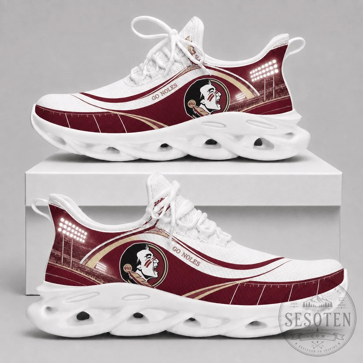 Florida State Seminoles Go Noles NCAA Team Logo White Athletic Shoes