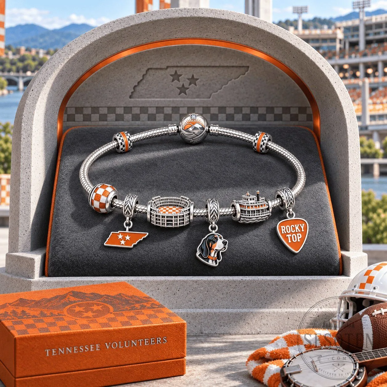 University of Tennessee Volunteers Rocky Top Charm Bracelet