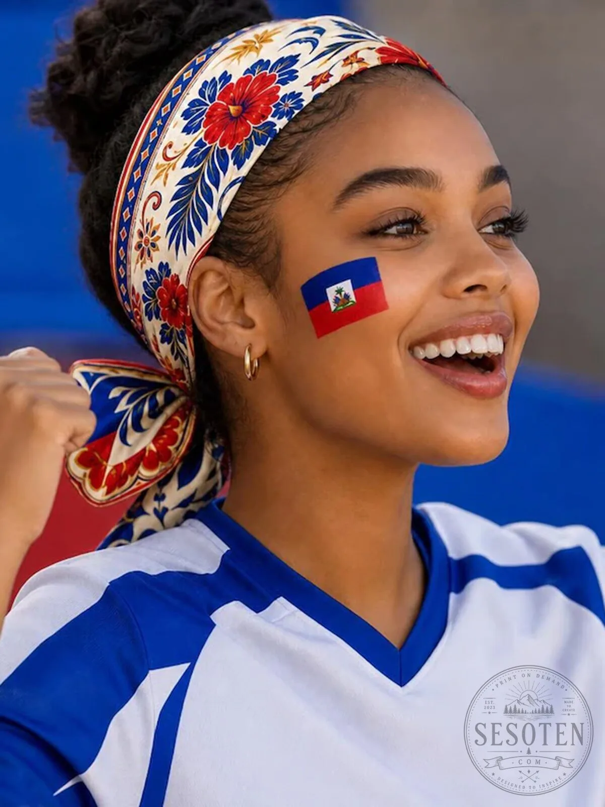 Haiti Flag Floral Pattern Head Scarf Bandana for Women 5 Haiti Flag Floral Pattern Head Scarf Bandana for Women