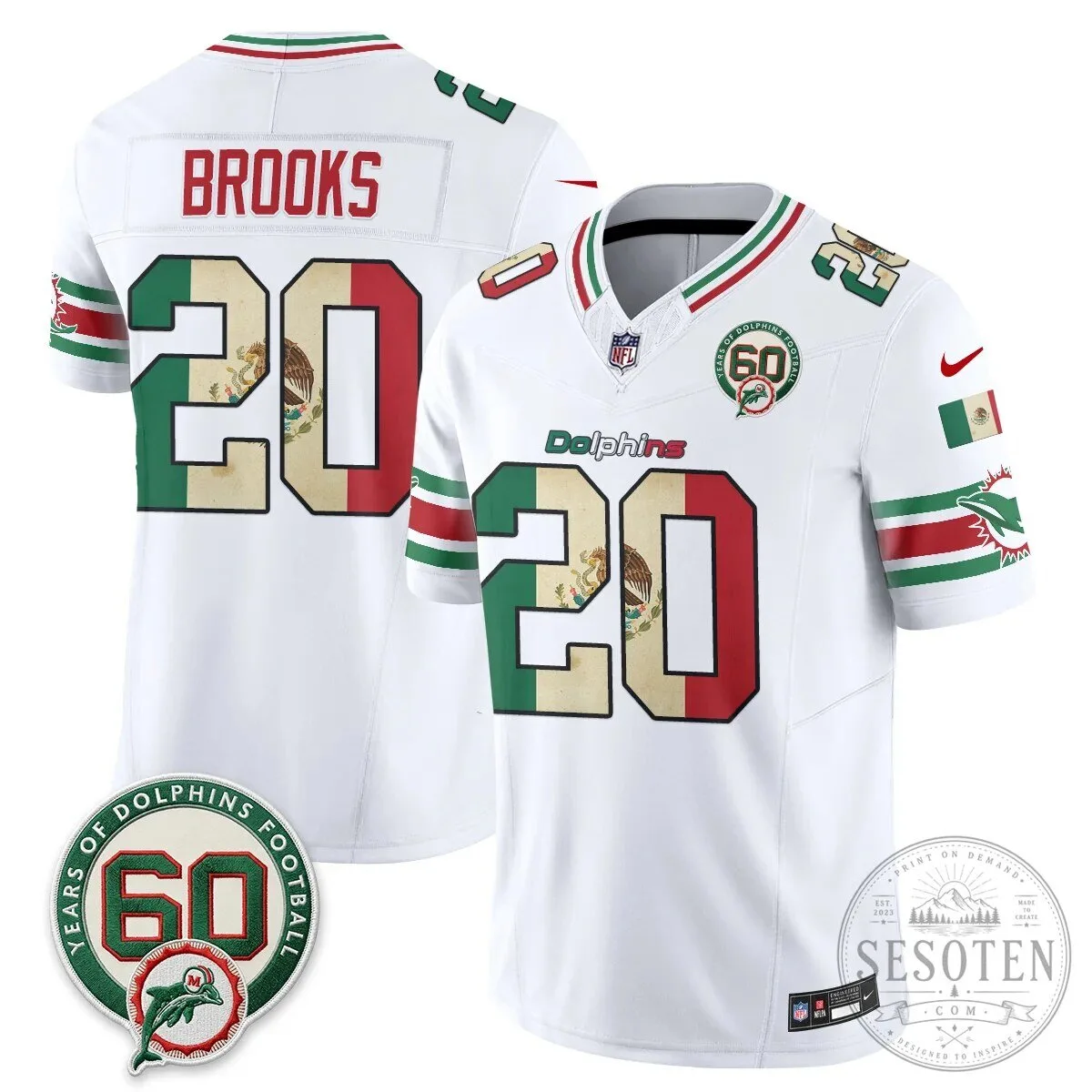 Mexico Edition Football Jersey for De'Von Achane - Miami Dolphins 69 Mexico Edition Football Jersey for De