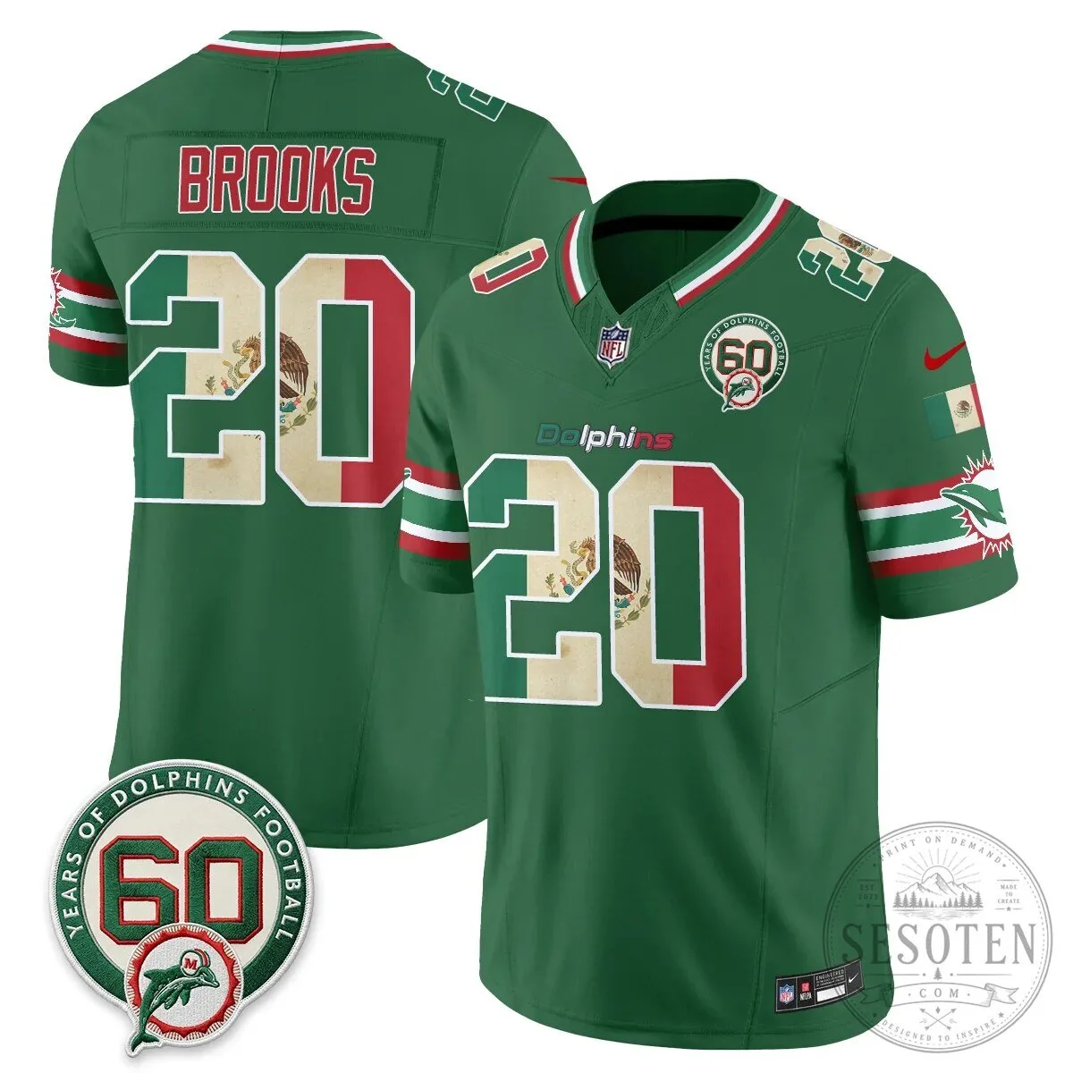 Mexico Edition Football Jersey for De'Von Achane - Miami Dolphins 79 Mexico Edition Football Jersey for De