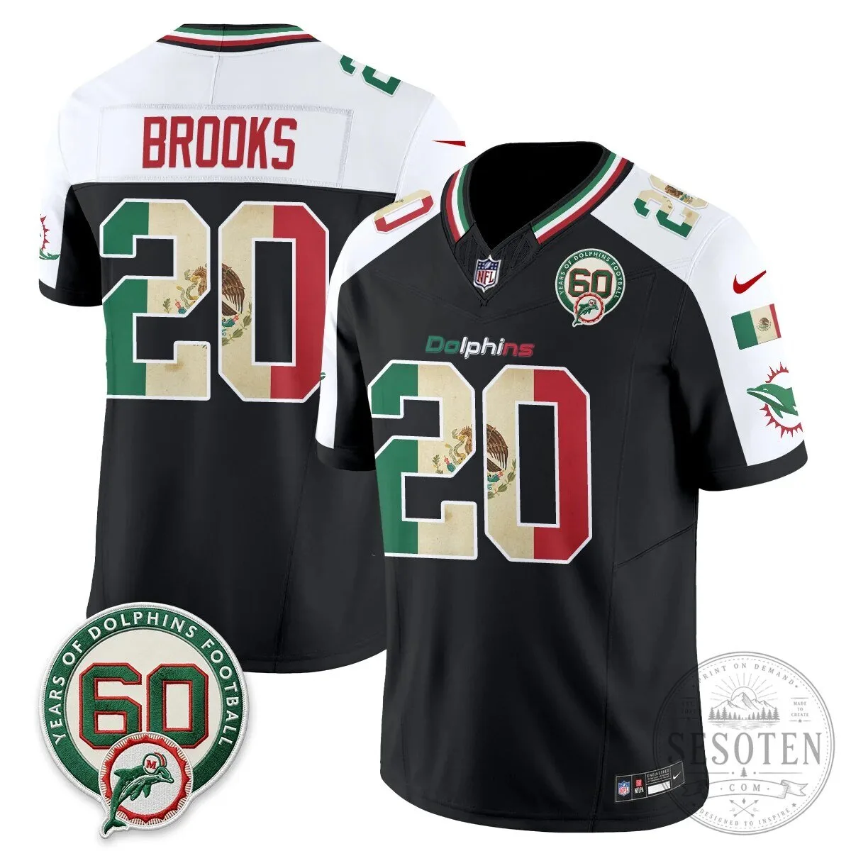 Mexico Edition Football Jersey for De'Von Achane - Miami Dolphins 99 Mexico Edition Football Jersey for De