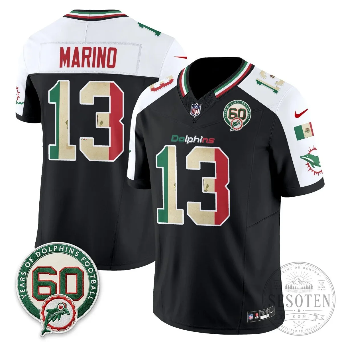 Mexico Edition Football Jersey for De'Von Achane - Miami Dolphins 102 Mexico Edition Football Jersey for De