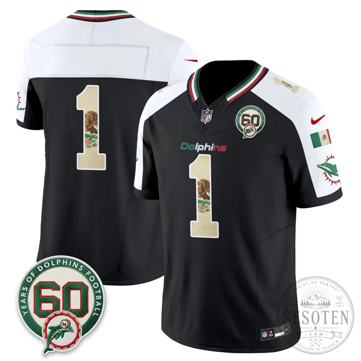 Mexico Edition Football Jersey for De'Von Achane - Miami Dolphins 103 Mexico Edition Football Jersey for De