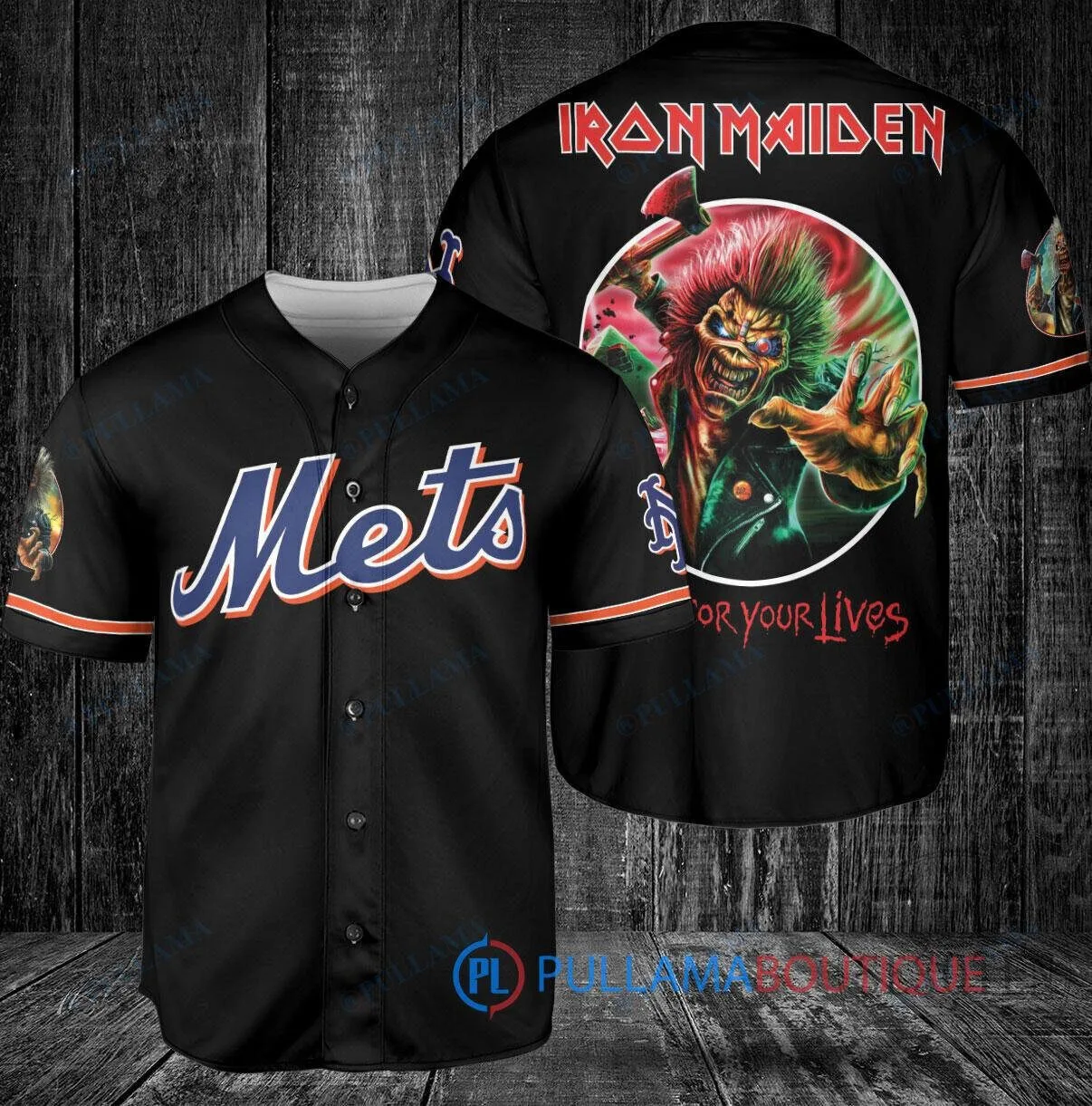 New York Mets Baseball Iron Maiden Run for Your Lives World Tour Baseball Jersey