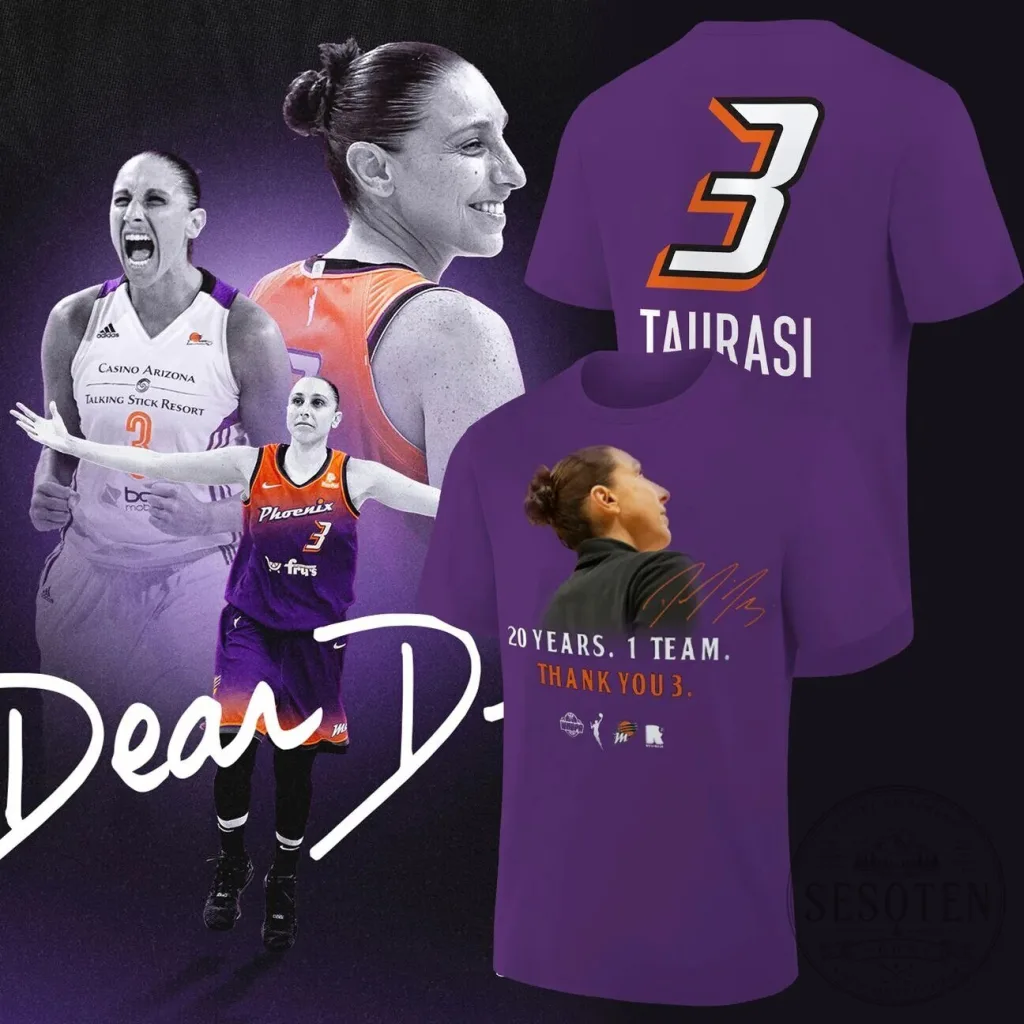 Diana Taurasi Thank You 3 T-Shirt - 20 Years with Phoenix Mercury Team Diana Taurasi Thank You 3 T-Shirt - 20 Years with Phoenix Mercury Team
