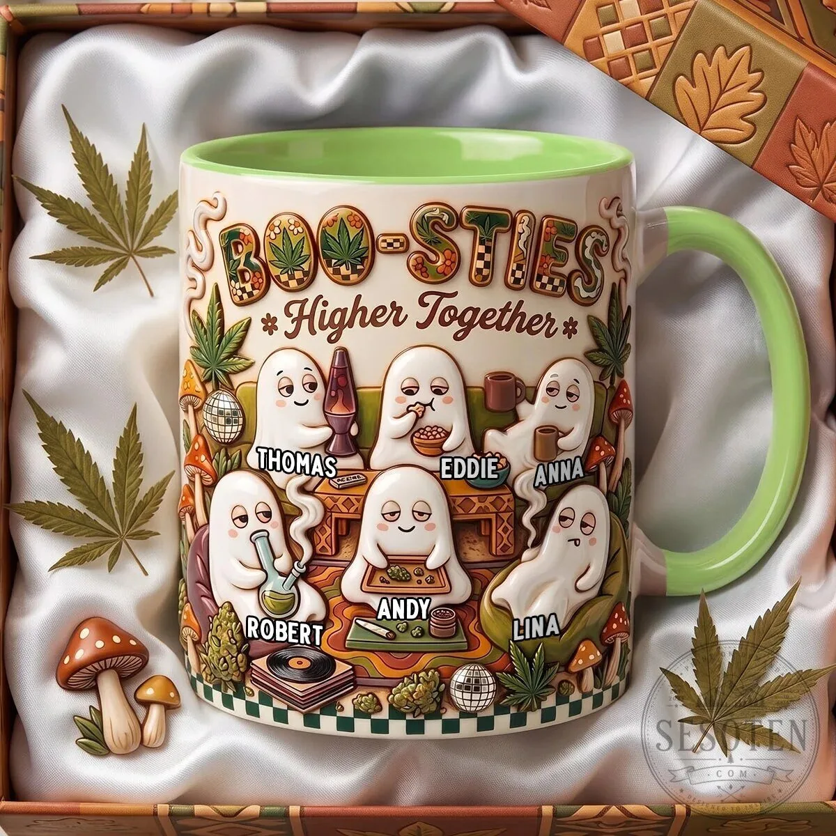 Boo-Sties Higher Together Personalized Ghost Friends Cannabis Mug 10 Boo-Sties Higher Together Personalized Ghost Friends Cannabis Mug