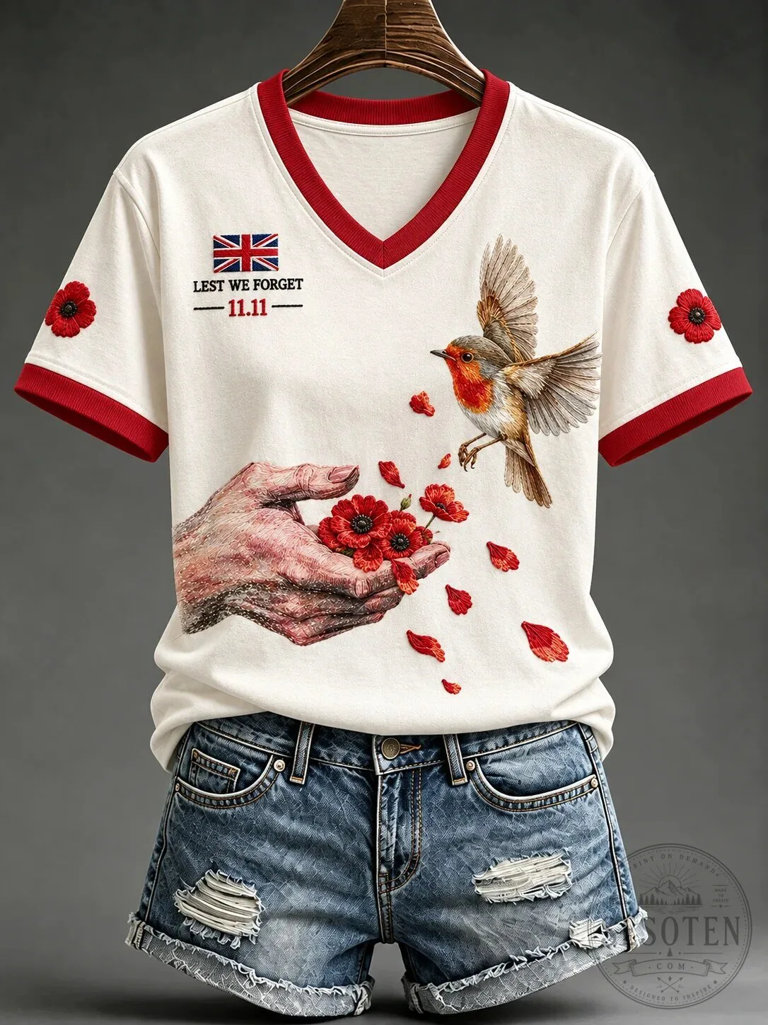 Remembrance Day Lest We Forget Poppy Bird Short Sleeve T-Shirt 5 Remembrance Day Lest We Forget Poppy Bird Short Sleeve T-Shirt