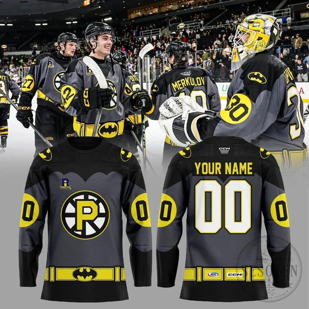 Batman Boston Bruins Dark Knight Custom Name and Number Hockey Jersey