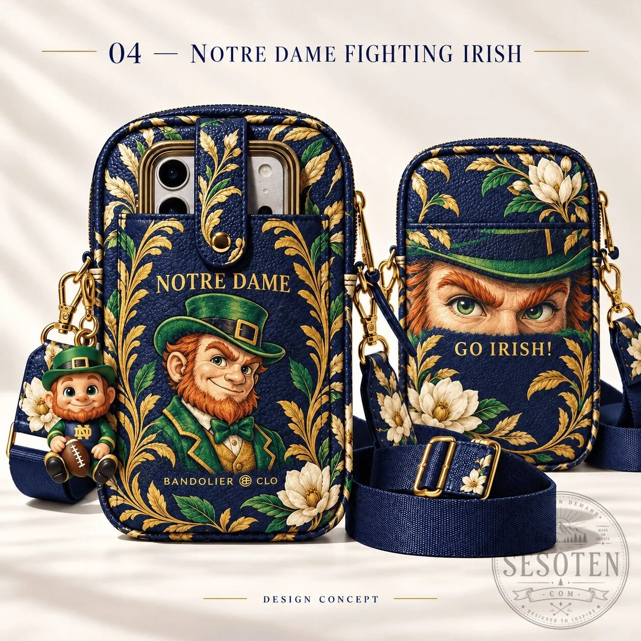 Notre Dame Fighting Irish Lucky Leprechaun Crossbody Phone Bag