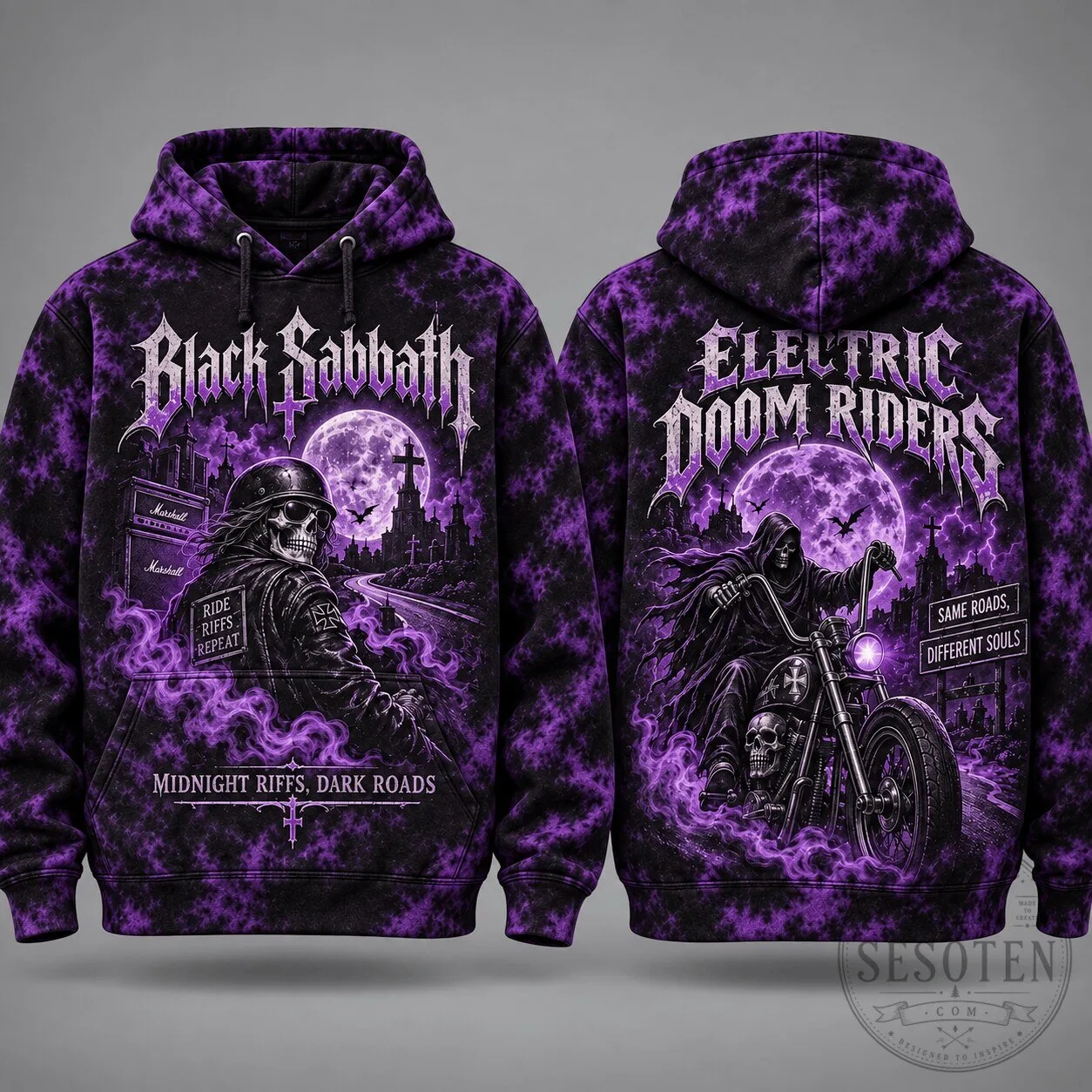 Black Sabbath Electric Doom Riders Midnight Riffs Dark Roads Hoodie