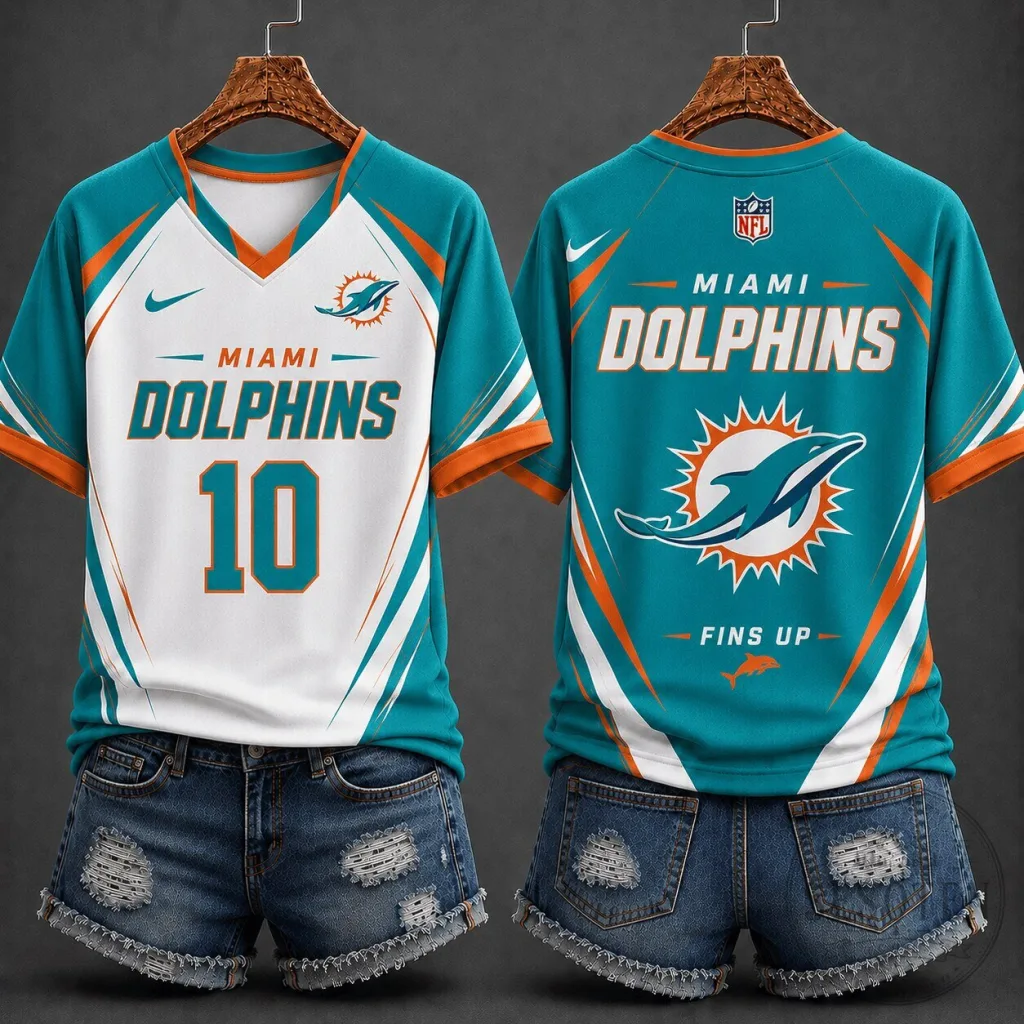 Miami Dolphins Football Team Number 10 Premium Velocity V-Neck Athletic Shirt 8 Miami Dolphins Football Team Number 10 Premium Velocity V-Neck Athletic Shirt
