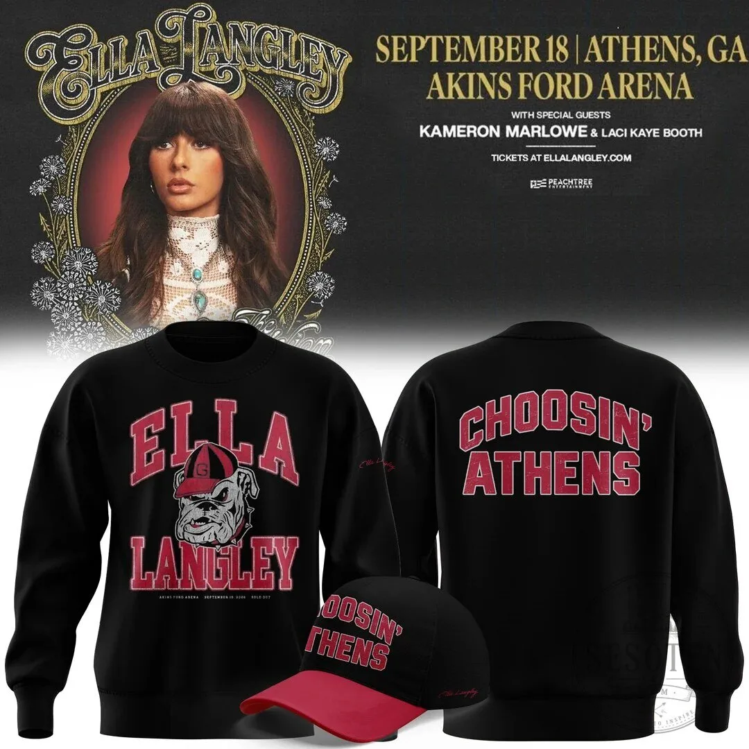 Ella Langley Choosin' Athens Georgia Bulldogs Concert Tour Black Sweatshirt