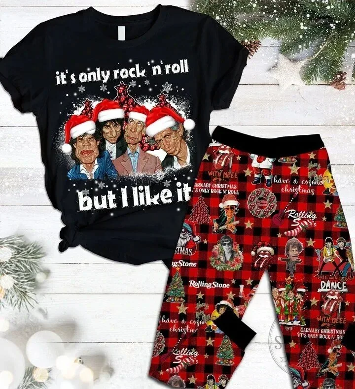Rolling Stones It's Only Rock and Roll Christmas Pajamas Set